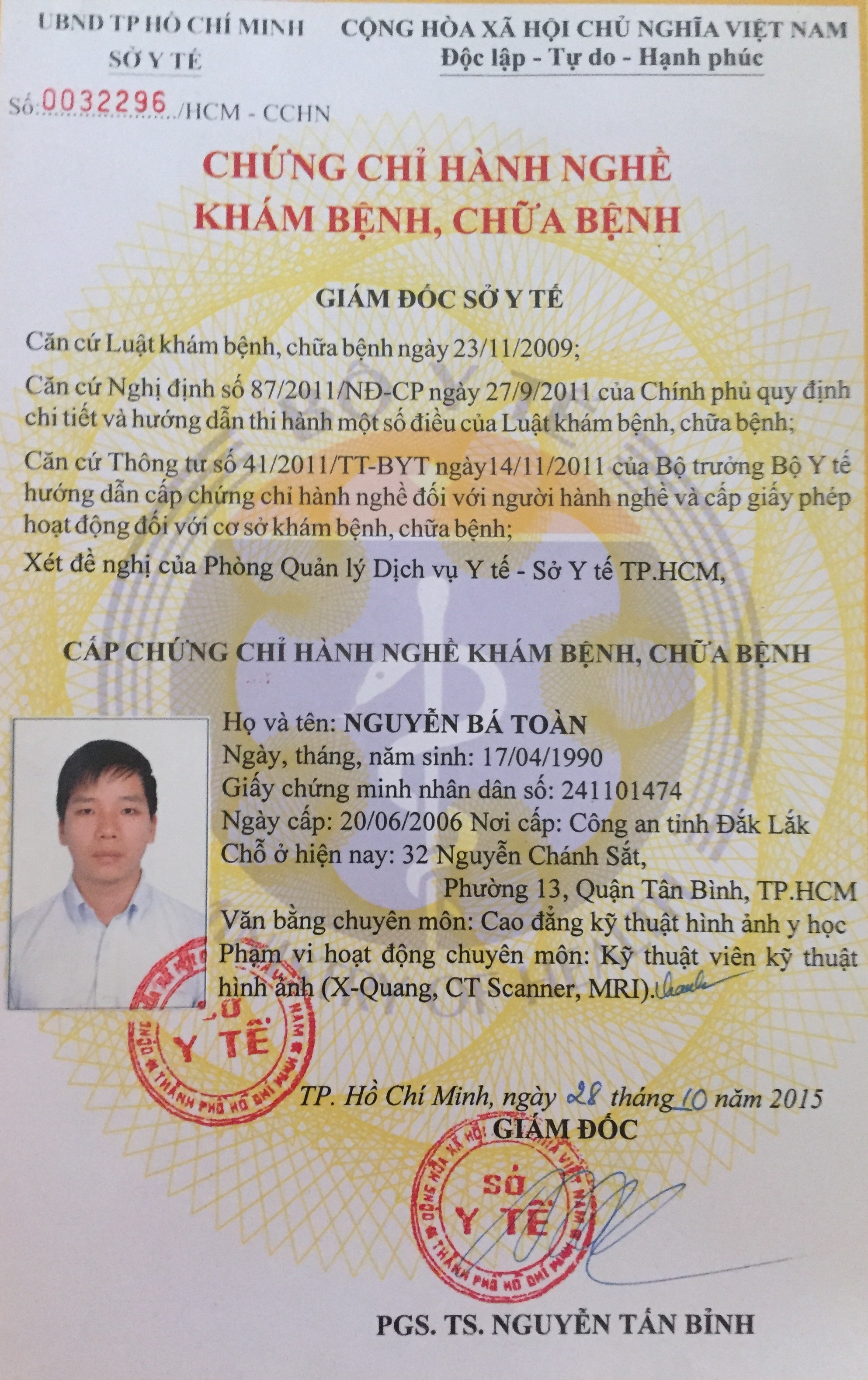 cho thuê chứng chỉ hành nghề KTV X quang, CT, MRI tại Hồ Chí Minh. 0962842083