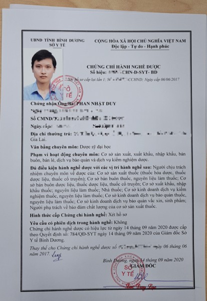 DSĐH, chứng chỉ Bình Dương, tìm chủ đầu tư nhà thuốc, công ty dược