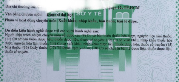 TPHCM có cchn dược phạm vi rộng cho cty nhà thuốc